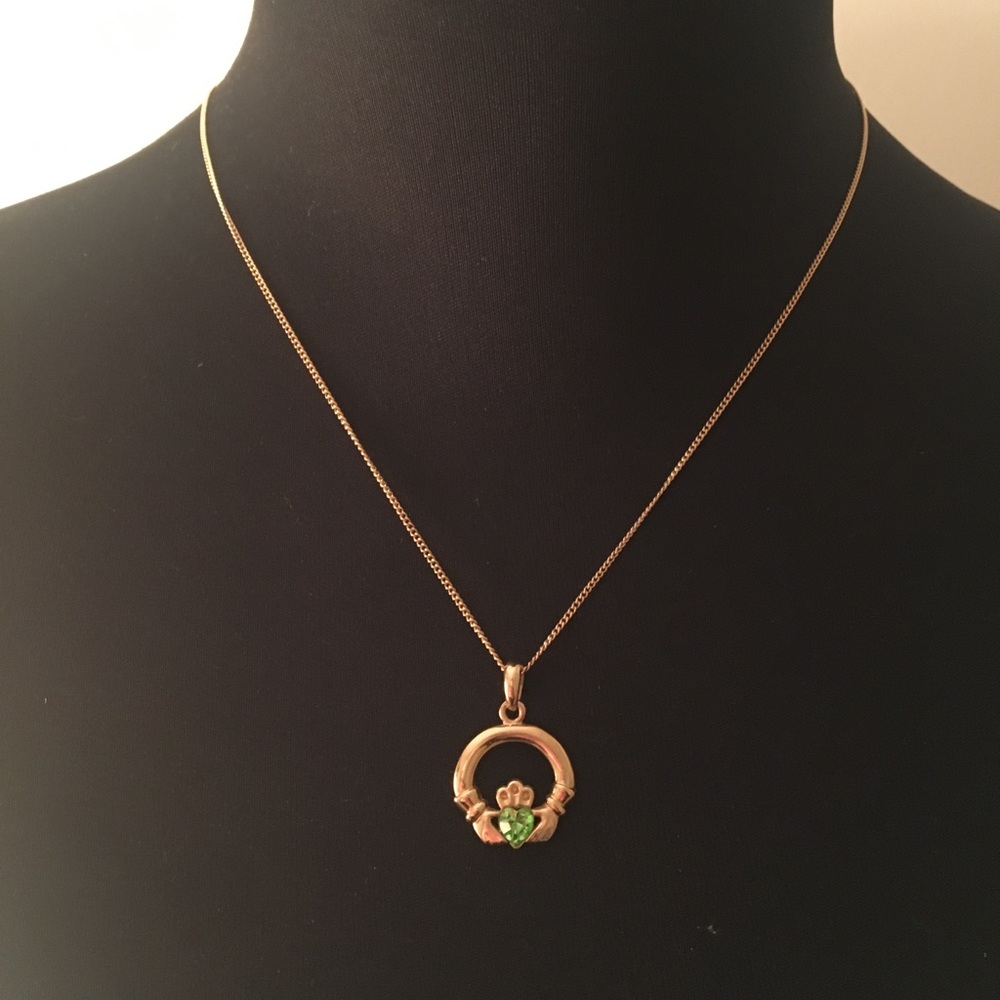 Solid Gold Claddagh Necklace